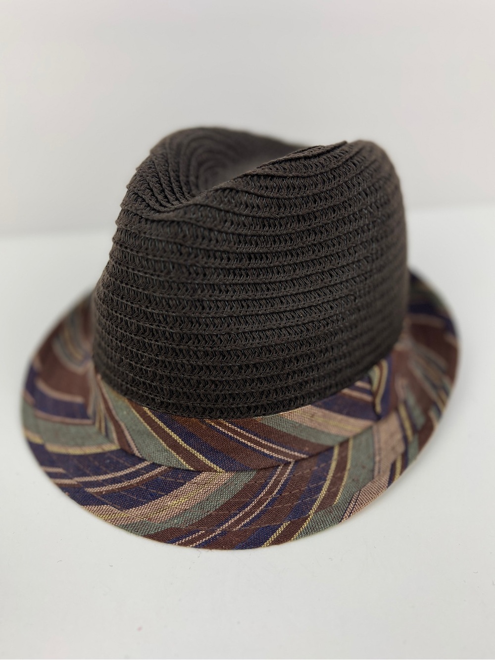 Olsenboye Fedora Brown Striped Brim One Size Fitted Knit Hat Cap